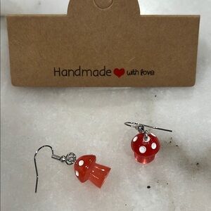 Charming Red Miniature Mushroom Earrings